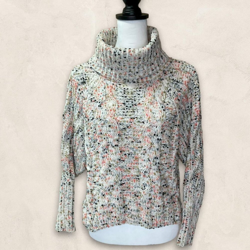 MOON & Madison Turtle Neck Cable Knit Bishop Sleeve Sweater Size XS